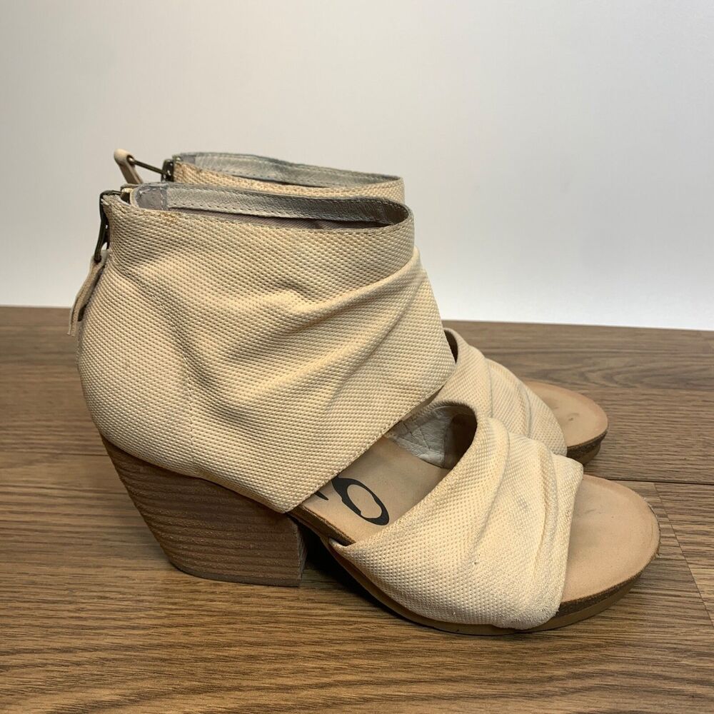 OTBT‎ Patchouli Sandals Women's 7M Tan Brown Leather Gladiator Heel Bootie Peep